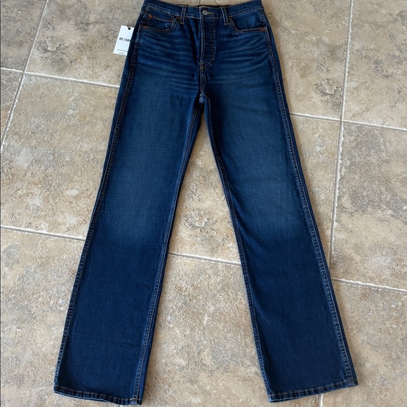 RE/DONE 90s high rise loose $315 jeans deep faded blue 26 button fly new NWT - Picture 6 of 14